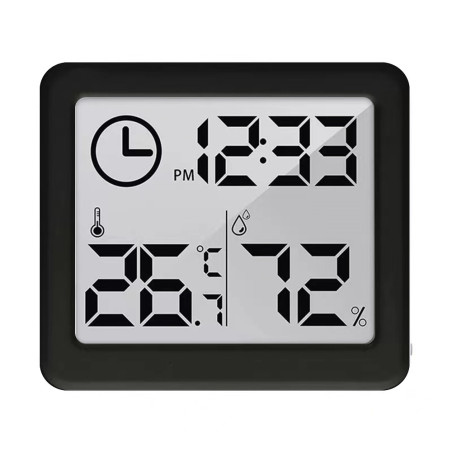 Termometer/fuktighetsmätare med klockfunktion, GreenBlue, svart, GB384B | HandlaSmidigt.se