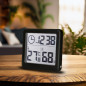 Termometer/fuktighetsmätare med klockfunktion, GreenBlue, svart, GB384B