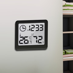 Termometer/fuktighetsmätare med klockfunktion, GreenBlue, svart, GB384B | HandlaSmidigt.se
