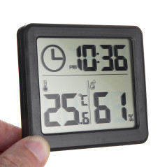 Termometer/fuktighetsmätare med klockfunktion, GreenBlue, svart, GB384B | HandlaSmidigt.se