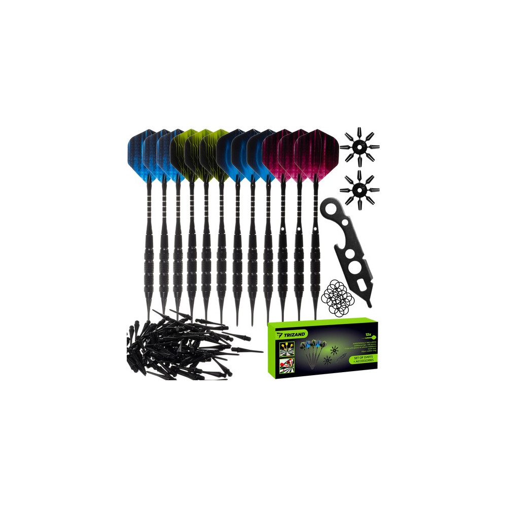 Dartpil set med 12 stycken + tillbehör Trizand 21629