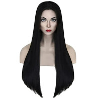BQ3E Peruk hår 80cm svart cosplay