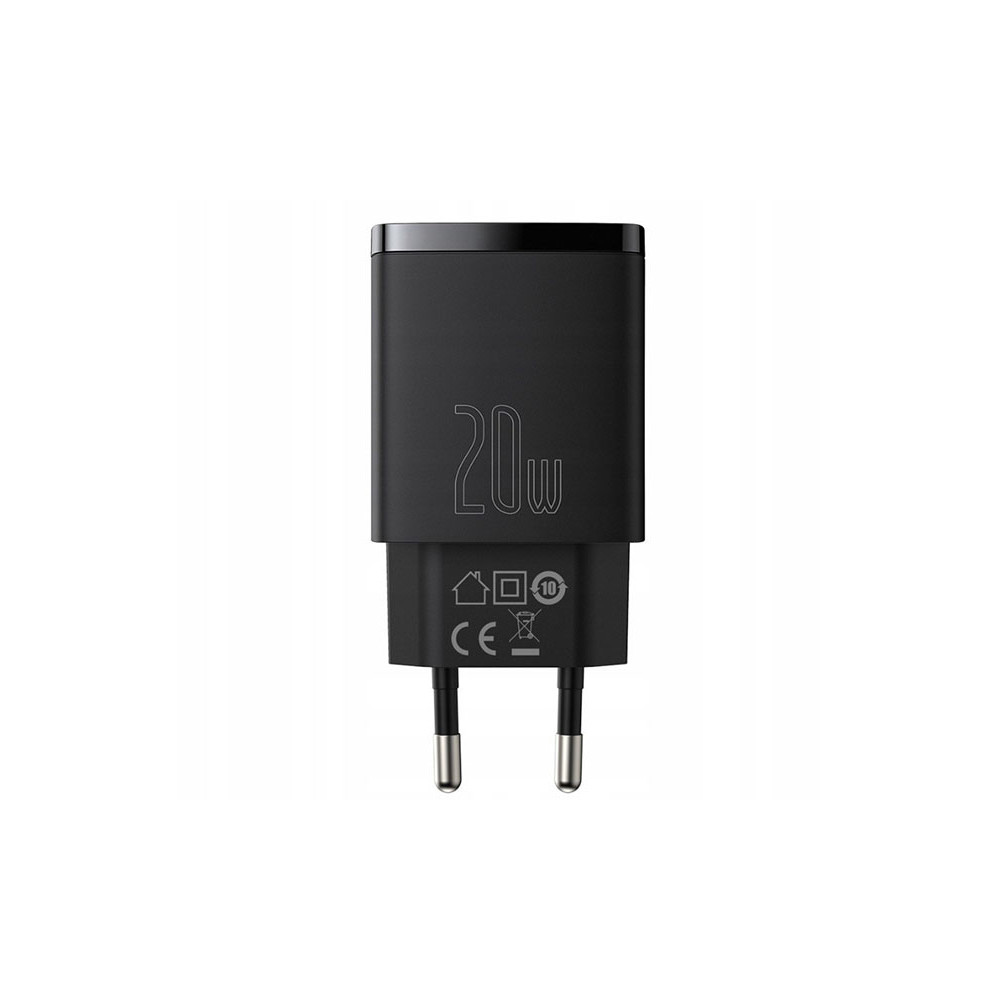 BASEUS Väggadapter Baseus Compact Quick Charger, USB, USB-C, 20W (CCXJ-B01) Svart
