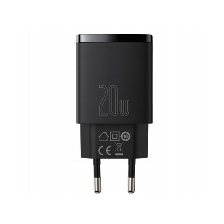 BASEUS Väggadapter Baseus Compact Quick Charger, USB, USB-C, 20W (CCXJ-B01) Svart