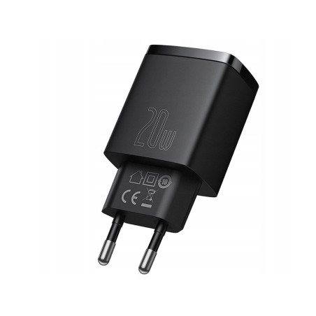 BASEUS Väggadapter Baseus Compact Quick Charger, USB, USB-C, 20W (CCXJ-B01) Svart