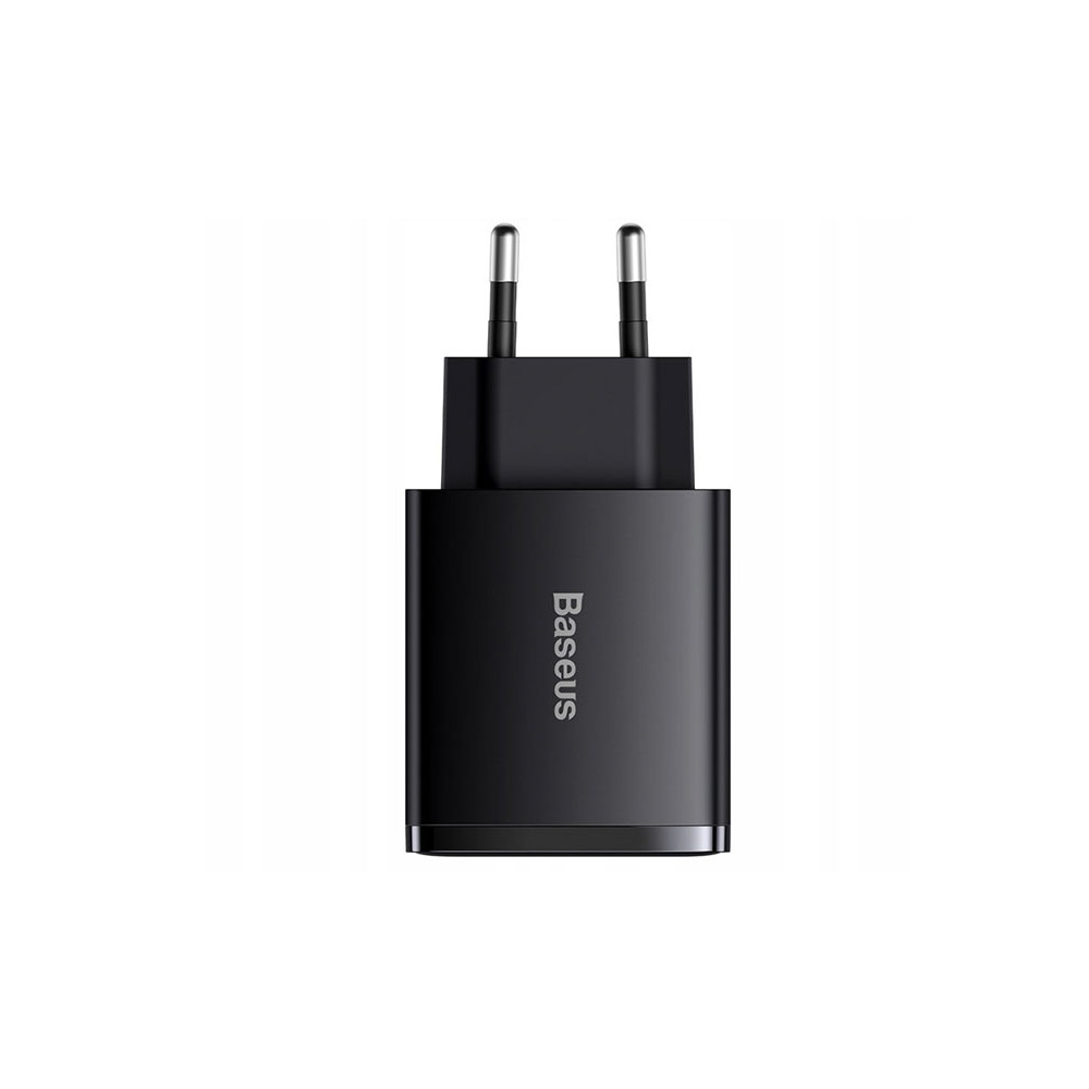 BASEUS Nätadapter Baseus Compact Quick Charger, 2xUSB, USB-C, PD, 3A, 30W (CCXJ-E01) Svart