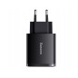 BASEUS Nätadapter Baseus Compact Quick Charger, 2xUSB, USB-C, PD, 3A, 30W (CCXJ-E01) Svart