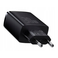 BASEUS Nätadapter Baseus Compact Quick Charger, 2xUSB, USB-C, PD, 3A, 30W (CCXJ-E01) Svart