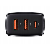 BASEUS Ładowarka sieciowa Baseus Compact Quick Charger, 2xUSB, USB-C, PD, 3A, 30W (CCXJ-E01) Czarna
