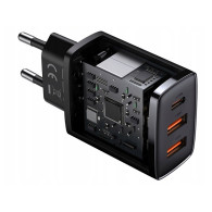 BASEUS Nätadapter Baseus Compact Quick Charger, 2xUSB, USB-C, PD, 3A, 30W (CCXJ-E01) Svart