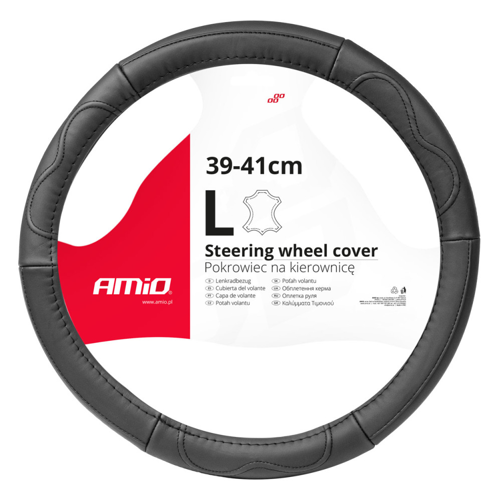 Skydd i läder för bilratt med en diameter på 39-41 cm, SWC-49-L, AMIO-03552. Skydd i läder för bilratt med en diameter på 39-41 cm, SWC-49-L, AMIO-03552.