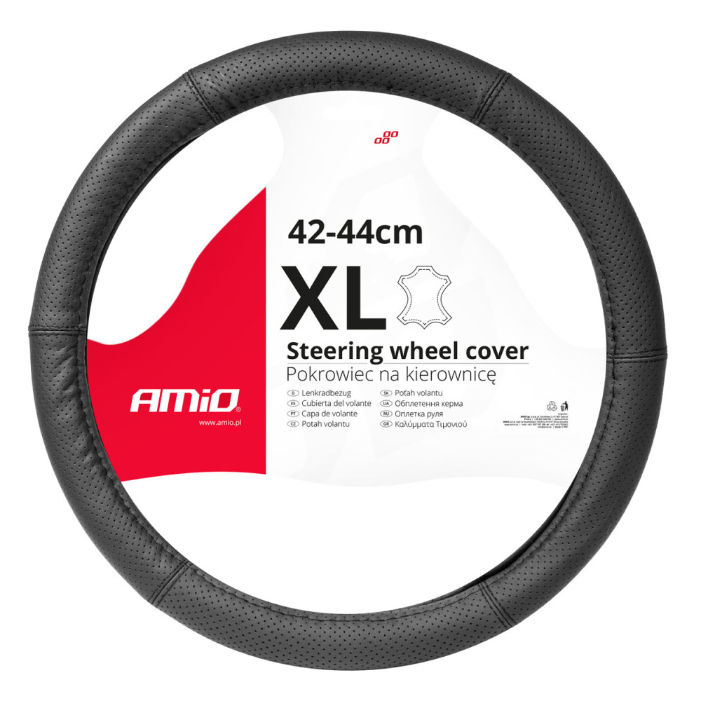 Skydd i perforerat läder för bilratten XL 41-43 cm SWC-50-XL AMIO-03558 Skydd i perforerat läder för bilratten XL 41-43 cm SWC-50-XL AMIO-03558
