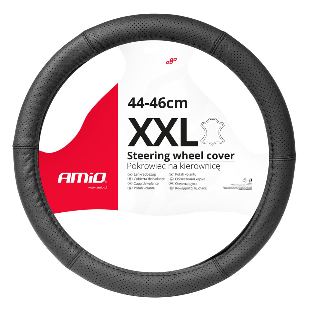 Skydd i perforerat läder för bilratten XXL 44-46 cm SWC-50-XXL AMIO-03559 Skydd i perforerat läder för bilratten XXL 44-46 cm SWC-50-XXL AMIO-03559