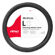 Skydd i quiltad läder för bilratt, passar rattar med en diameter på 39-41 cm, SWC-51-L AMIO-03562.