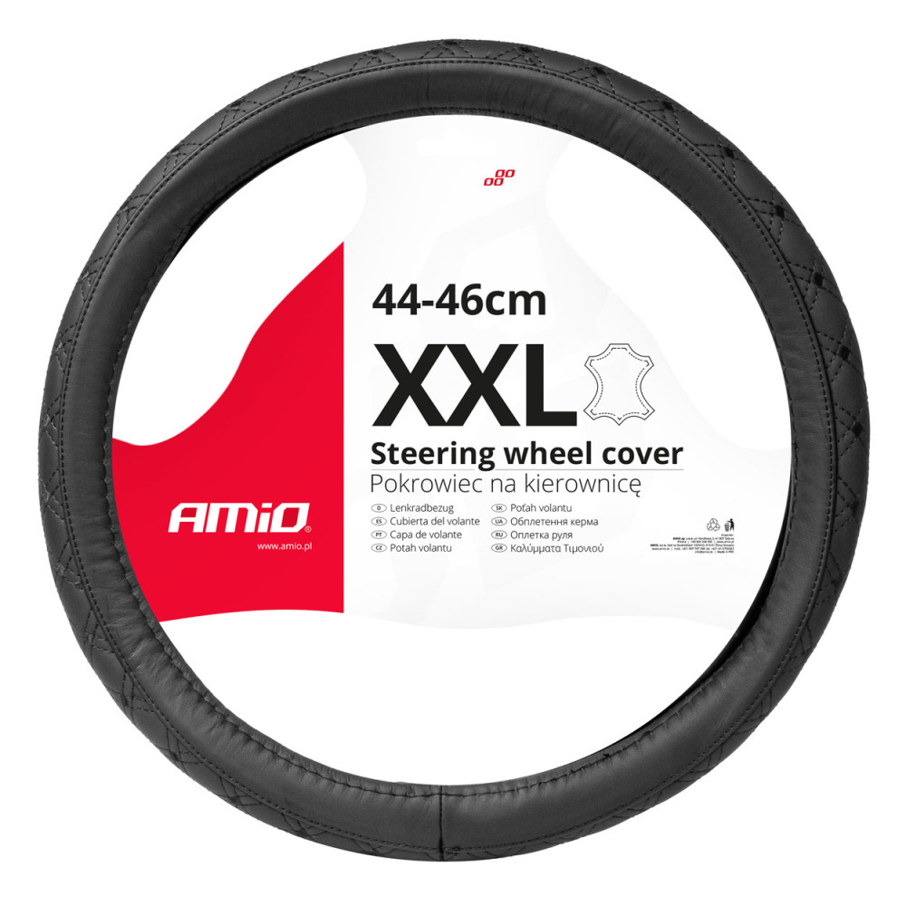 Skydd i quiltad läder för bilratten XXL 44-46cm SWC-51-XXL AMIO-03564 Skydd i quiltad läder för bilratten XXL 44-46cm SWC-51-XXL AMIO-03564