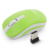 EM126WG Trådlös mus 2,4 GHz 4D optisk USB Uranus grön-vit