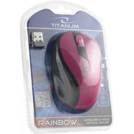 TM114P Trådlös 2,4 GHz 3D optisk USB-mus Rainbow rosa