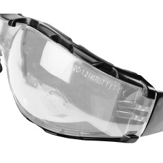 Skyddsglasögon med skumfoder, vita linser, motståndsklass FT.