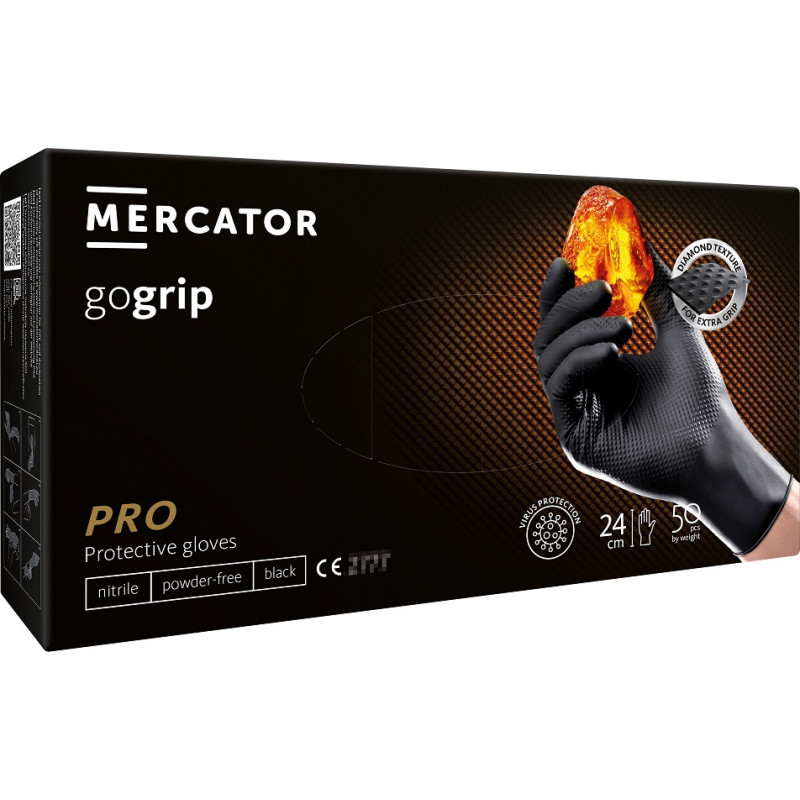 Nitrilhandskar svarta mercator gogrip black 50 stycken storlek xxl