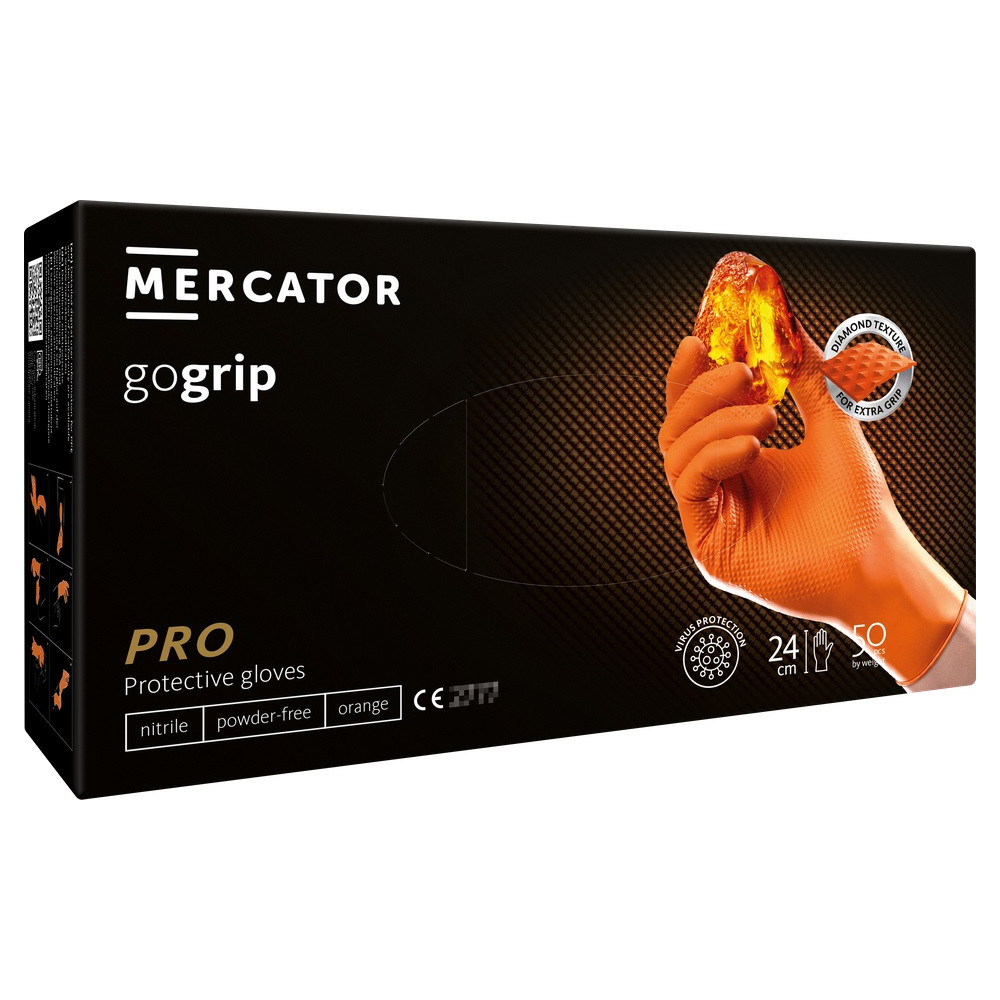 Nitrilhandskar orange Mercator GoGrip 50 stycken storlek XXL