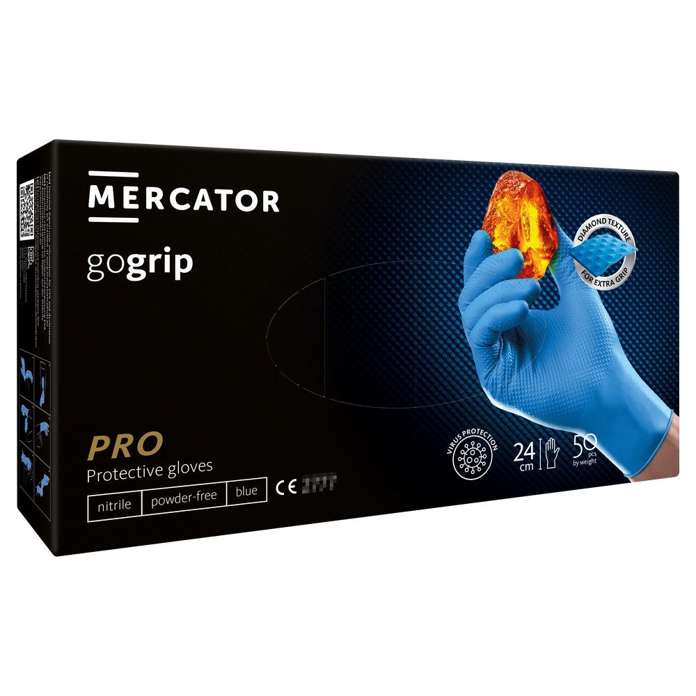 Nitrilhandskar blå mercator gogrip blue 50 stycken storlek L