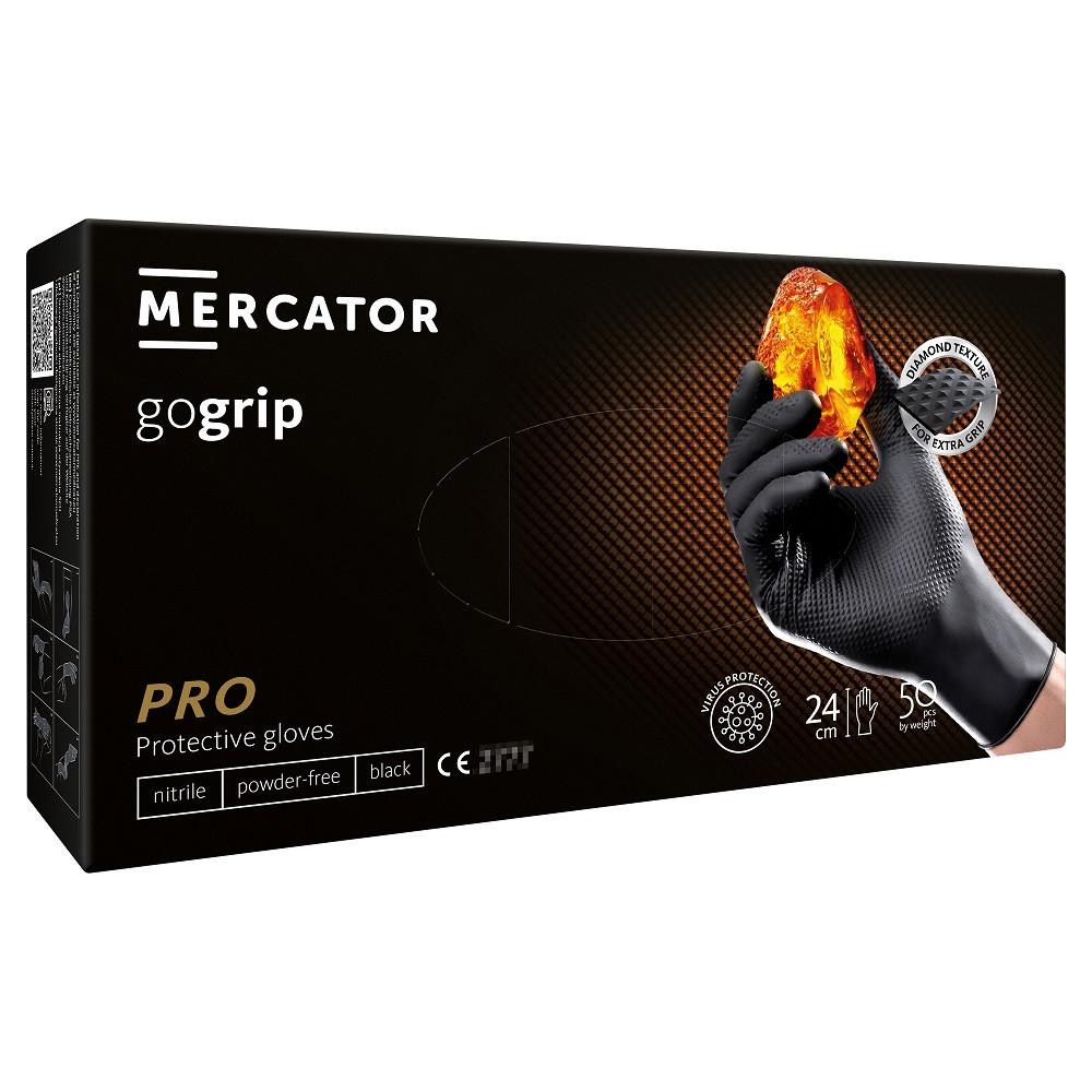 Nitrilhandskar svarta mercator gogrip black 50 stycken storlek l