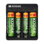USB-laddare Kodak, 2xAA och 2xAAA + 2 st. uppladdningsbara batterier AA 700mAh och 2 st. uppladdningsbara batterier AAA 350mAh
