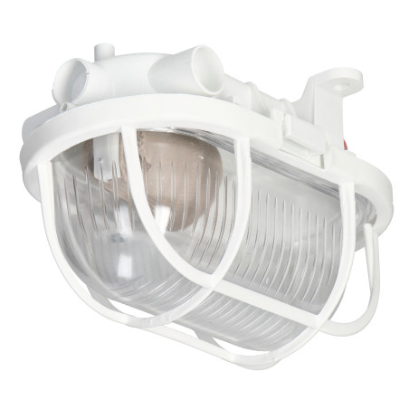 OVAL-7040T/P, belysningsarmatur, 40W, E27, IP44, IK10, transparent lampskärm av polykarbonat, polypropylenbas, plastnät |…