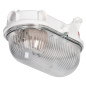 OVAL-7063NB, belysningsarmatur, 75W, E27, IP54, IK10, transparent polykarbonat skärm, bakelitbas, metallnät.