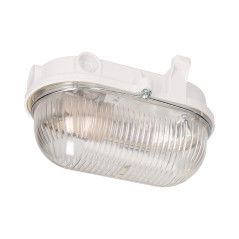 OVAL-7063NB, belysningsarmatur, 75W, E27, IP54, IK10, transparent polykarbonat skärm, bakelitbas, metallnät. | HandlaSmidigt.se