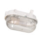 OVAL-7063NB, belysningsarmatur, 75W, E27, IP54, IK10, transparent polykarbonat skärm, bakelitbas, metallnät.
