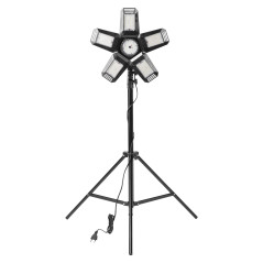 RIGEL LED set: hopfällbar 5-flügelige Werkstattlampe 55W + Stativ + Adapter | HandlaSmidigt.se