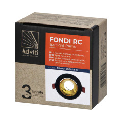 FONDI RC dekorativ ram för spotbelysning, MR16/GU10 max. 50W, rund, fast, aluminium, svart-guld | HandlaSmidigt.se