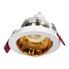FONDI RC dekorativ ram för punktbelysning, MR16/GU10 max 50W, rund, fast, aluminium, vit-guld | HandlaSmidigt.se