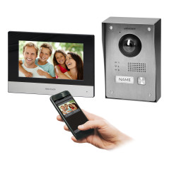 HIKVISION DS-KIS703Y-P enkelhus videodörrtelefonset, 2-ledare, 7', WI-FI, Full HD, ytmontage eller infällt montage, IP65