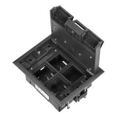 Golvbox för modulära uttag 4 x 45x45mm eller 8 x 22,5x45mm, lock: egen material, svart | HandlaSmidigt.se