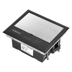 Golvbox för modulära uttag 4 x 45x45mm eller 8 x 22,5x45mm, lock: rostfritt stål, svart