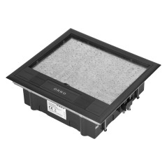Golvbox för modulära uttag 6 x 45x45mm eller 12 x 22,5x45mm, lock: egen material, svart.