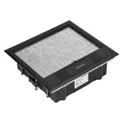 Golvbox för modulära uttag 6 x 45x45mm eller 12 x 22,5x45mm, lock: egen material, svart. | HandlaSmidigt.se