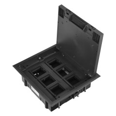 Golvbox för modulära uttag 6 x 45x45mm eller 12 x 22,5x45mm, lock: egen material, svart. | HandlaSmidigt.se