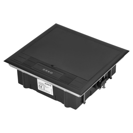 Golvbox för modulära uttag 6 x 45x45mm eller 12 x 22,5x45mm, lock: plast, svart | HandlaSmidigt.se