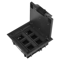 Golvbox för modulära uttag 6 x 45x45mm eller 12 x 22,5x45mm, lock: plast, svart | HandlaSmidigt.se