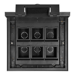 Golvbox för modulära uttag 6 x 45x45mm eller 12 x 22,5x45mm, lock: plast, svart | HandlaSmidigt.se