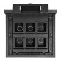 Golvbox för modulära uttag 6 x 45x45mm eller 12 x 22,5x45mm, lock: plast, svart