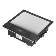 Golvbox för modulära uttag 6 x 45x45mm eller 12 x 22,5x45mm, lock: rostfritt stål, svart | HandlaSmidigt.se