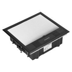 Golvbox för modulära uttag 6 x 45x45mm eller 12 x 22,5x45mm, lock: rostfritt stål, svart | HandlaSmidigt.se