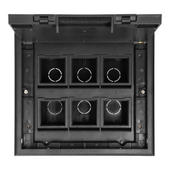 Golvbox för modulära uttag 6 x 45x45mm eller 12 x 22,5x45mm, lock: rostfritt stål, svart | HandlaSmidigt.se