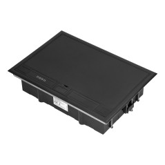 Golvbox för modulära uttag 8 x 45x45mm eller 16 x 22,5x45mm, lock: plast, svart. | HandlaSmidigt.se