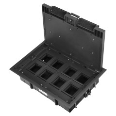 Golvbox för modulära uttag 8 x 45x45mm eller 16 x 22,5x45mm, lock: plast, svart. | HandlaSmidigt.se