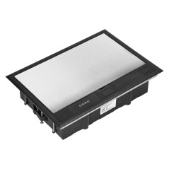 Golvbox för modulära uttag 8 x 45x45mm eller 16 x 22,5x45mm, lock: rostfritt stål, svart. | HandlaSmidigt.se